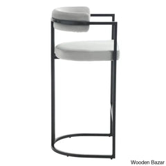 Modern Ivy Swivel Upholstered Hollow Counter And Bar Stool With Armrests And Footrests Barrel High