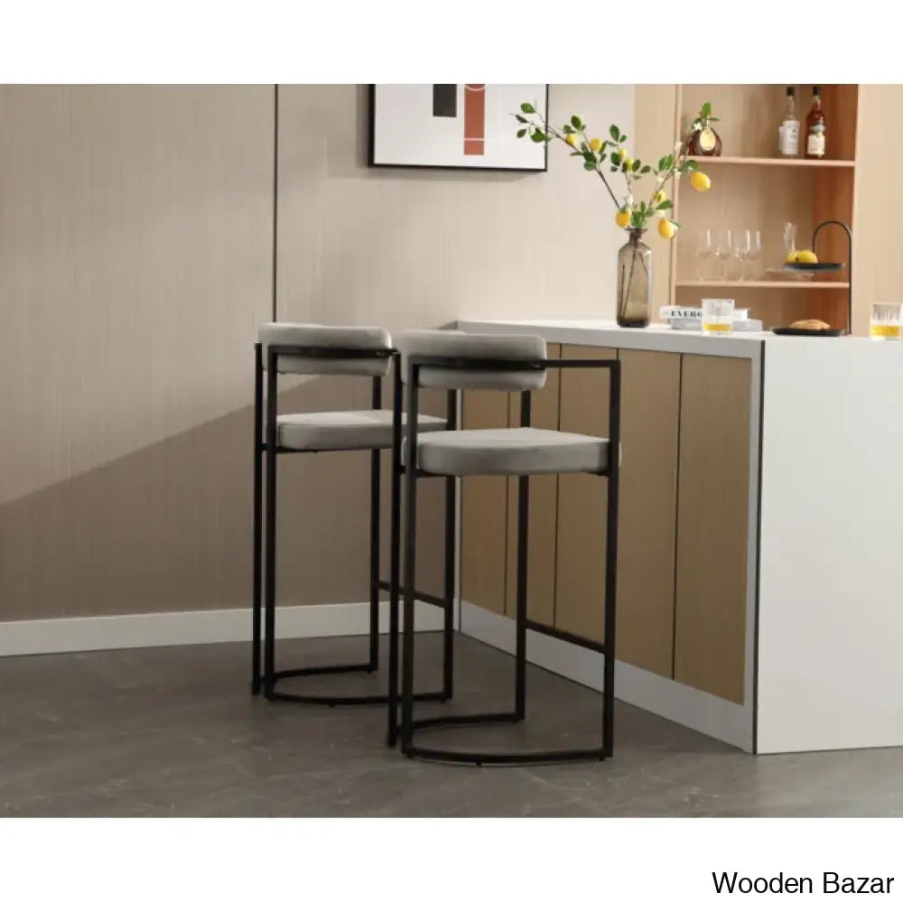 Modern Ivy Swivel Upholstered Hollow Counter And Bar Stool With Armrests And Footrests Barrel High