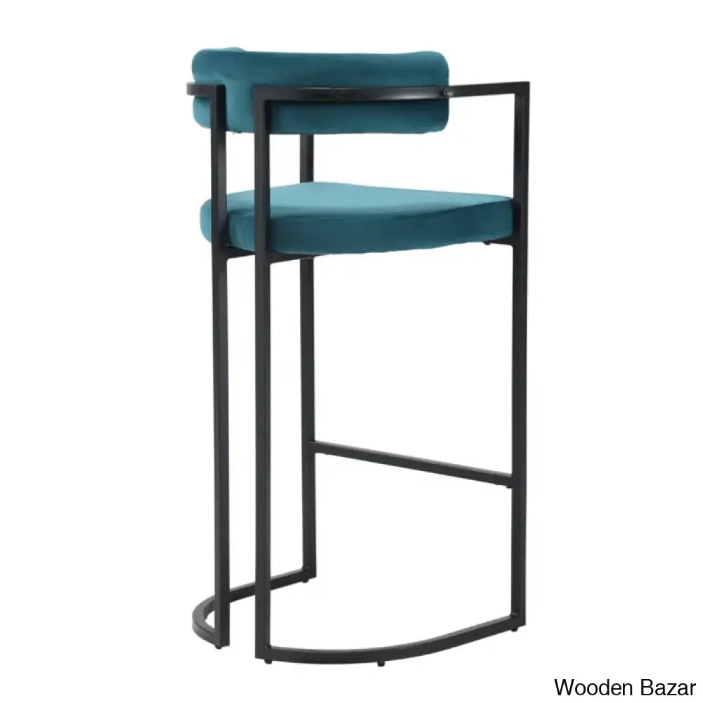 Modern Ivy Swivel Upholstered Hollow Counter And Bar Stool With Armrests And Footrests Barrel High