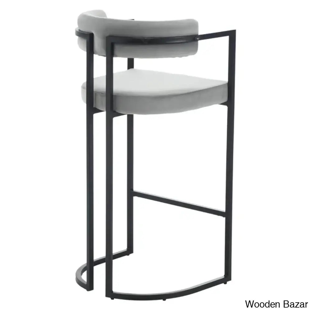 Modern Ivy Swivel Upholstered Hollow Counter And Bar Stool With Armrests And Footrests Barrel High