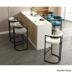 Modern Ivy Swivel Upholstered Hollow Counter And Bar Stool With Armrests And Footrests Barrel High