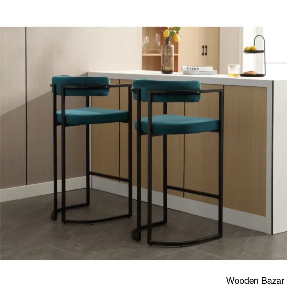 Modern Ivy Swivel Upholstered Hollow Counter And Bar Stool With Armrests And Footrests Barrel High