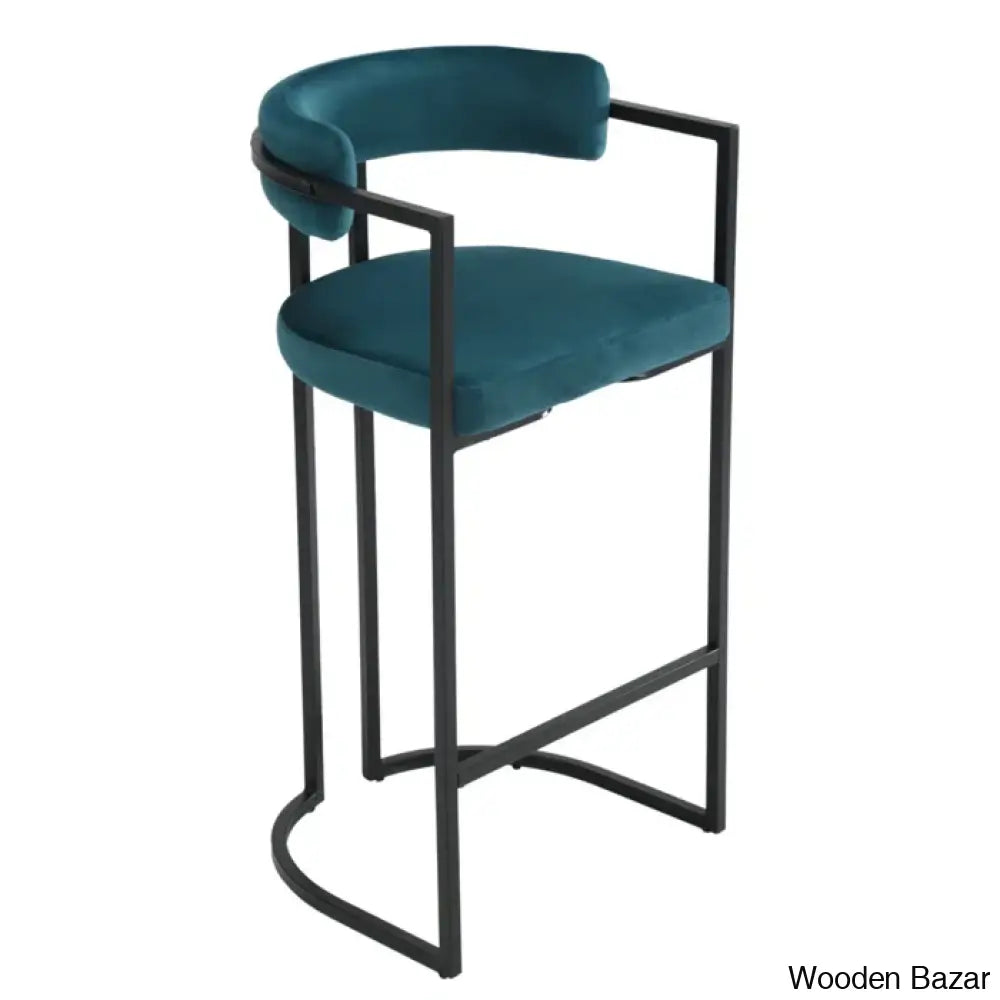 Modern Ivy Swivel Upholstered Hollow Counter And Bar Stool With Armrests And Footrests Barrel High