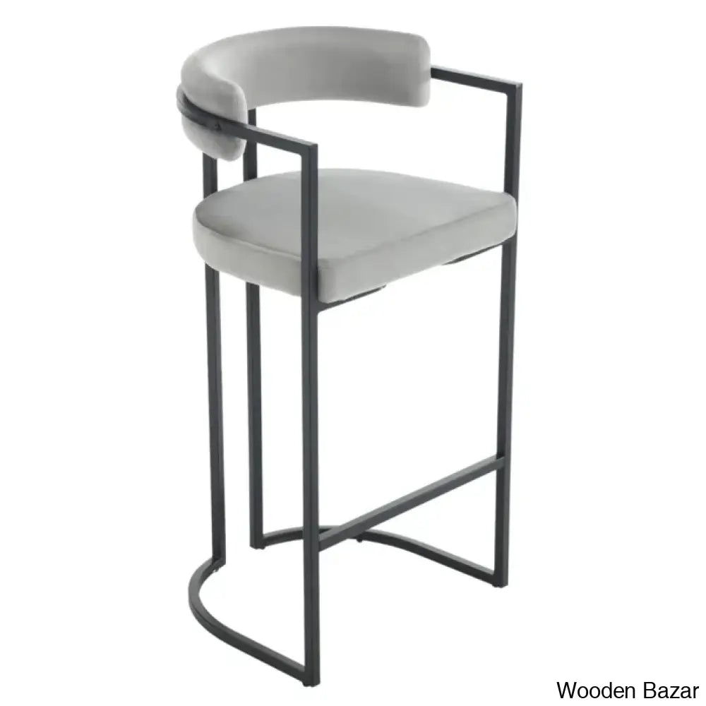 Modern Ivy Swivel Upholstered Hollow Counter And Bar Stool With Armrests And Footrests Barrel High