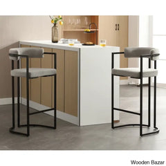 Modern Ivy Swivel Upholstered Hollow Counter And Bar Stool With Armrests And Footrests Barrel High