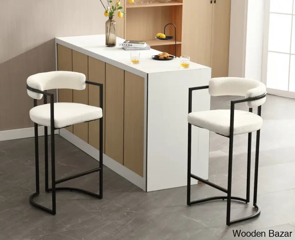 Modern Ivy Swivel Upholstered Hollow Counter And Bar Stool With Armrests And Footrests Barrel High