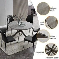 Modern Round Dining Table Set | Space-Saving Leisure Coffee With 6 Chairs