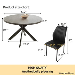 Modern Round Dining Table Set | Space-Saving Leisure Coffee With 6 Chairs