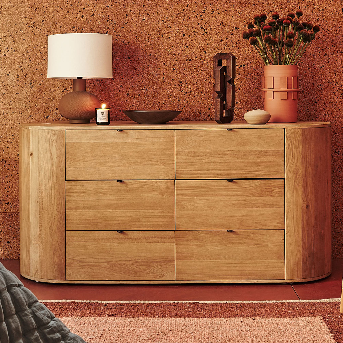 Gharel Modern Round Dresser (66") - Wooden Bazar