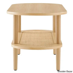 Modway Torus Oval Coffee And Center Table With Rattan Shelf