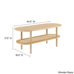 Modway Torus Oval Coffee And Center Table With Rattan Shelf