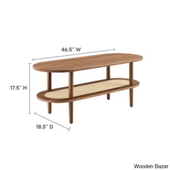 Modway Torus Oval Coffee And Center Table With Rattan Shelf