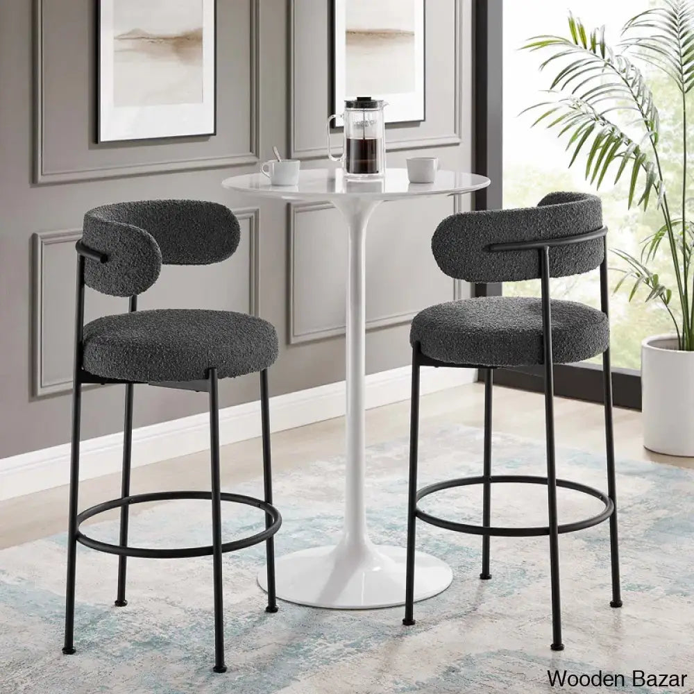 Modwayl Luxury Counter Stools For Luxe Living (Set Of 2)- Wooden Bazar Black / Charcoal