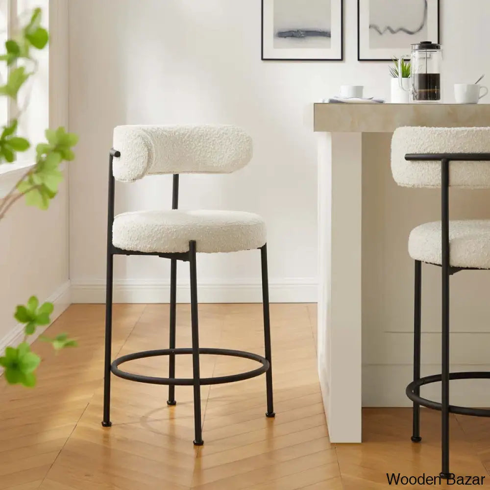 Modwayl Luxury Counter Stools For Luxe Living (Set Of 2)- Wooden Bazar Black / Ivory