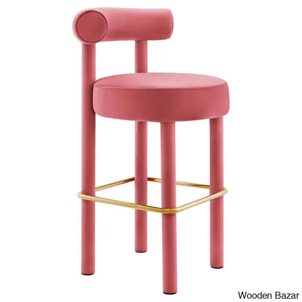 Modwayp Modern Sitting Stool With Metal Base - Wooden Bazar