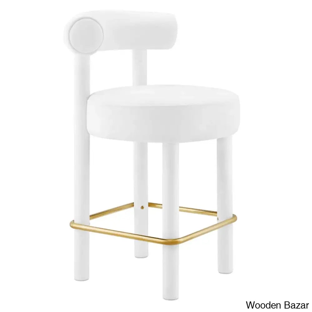 Modwayp Modern Sitting Stool With Metal Base - Wooden Bazar