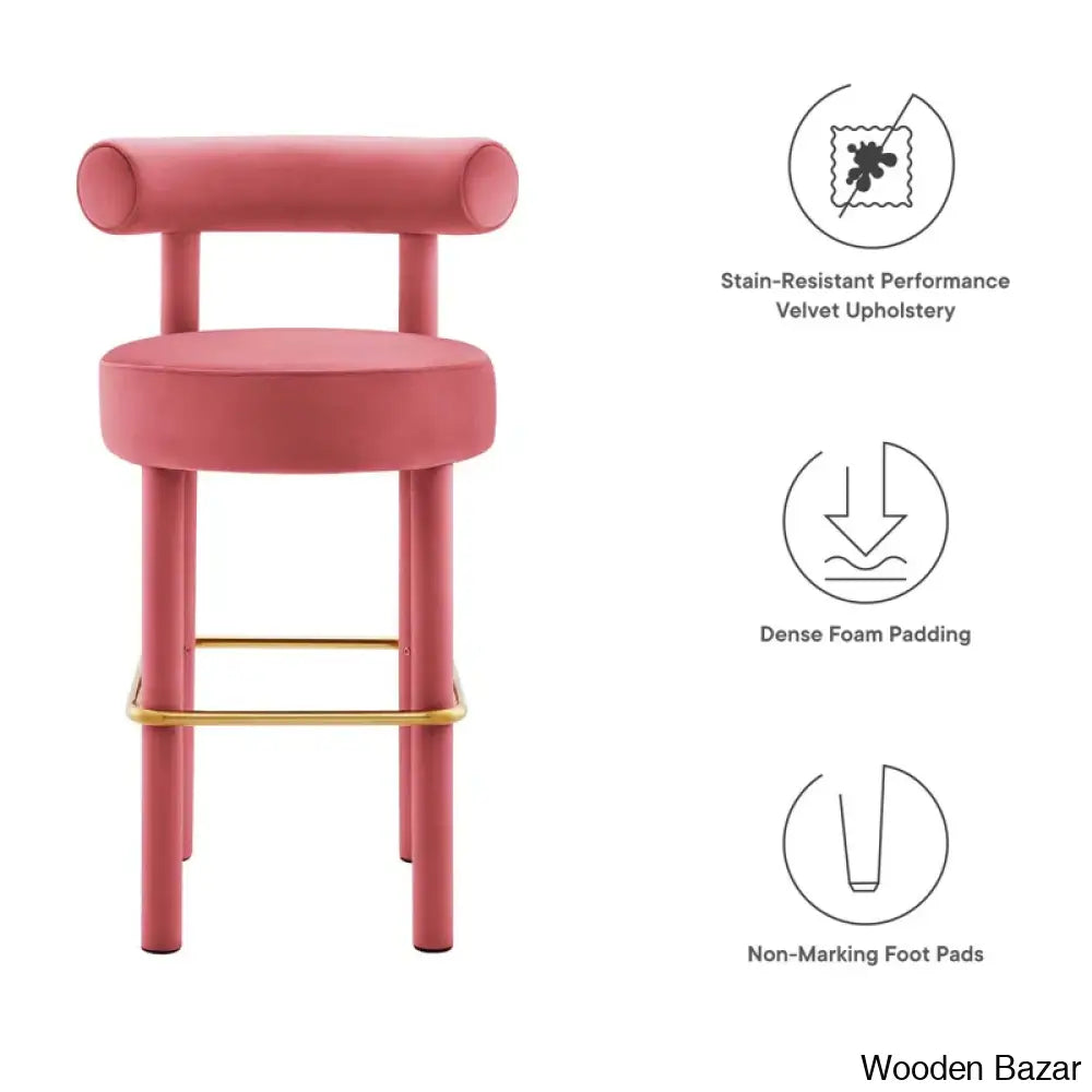 Modwayp Modern Sitting Stool With Metal Base - Wooden Bazar