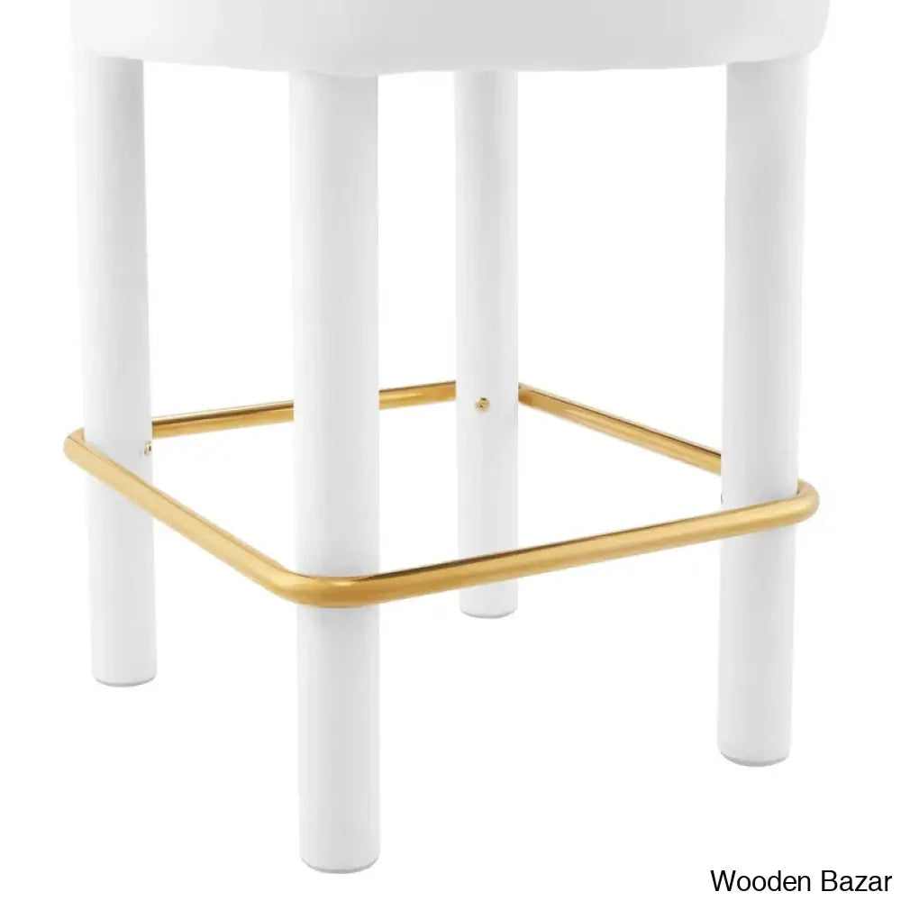 Modwayp Modern Sitting Stool With Metal Base - Wooden Bazar