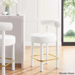 Modwayp Modern Sitting Stool With Metal Base - Wooden Bazar