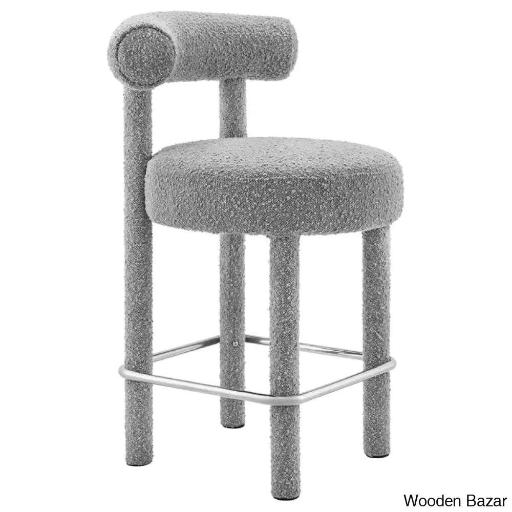 Modwayp Modern Sitting Stool With Metal Base - Wooden Bazar