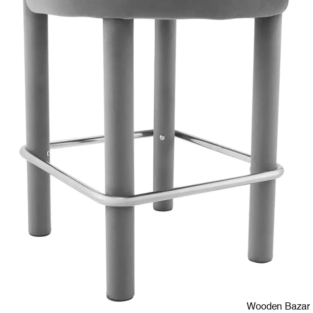 Modwayp Modern Sitting Stool With Metal Base - Wooden Bazar