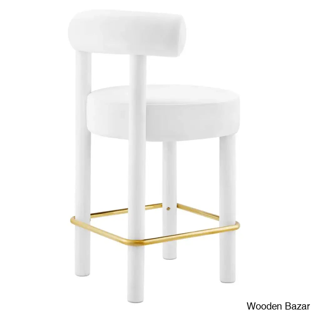 Modwayp Modern Sitting Stool With Metal Base - Wooden Bazar