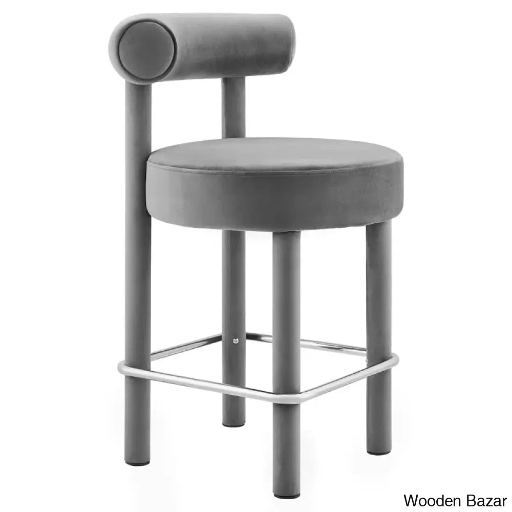 Modwayp Modern Sitting Stool With Metal Base - Wooden Bazar