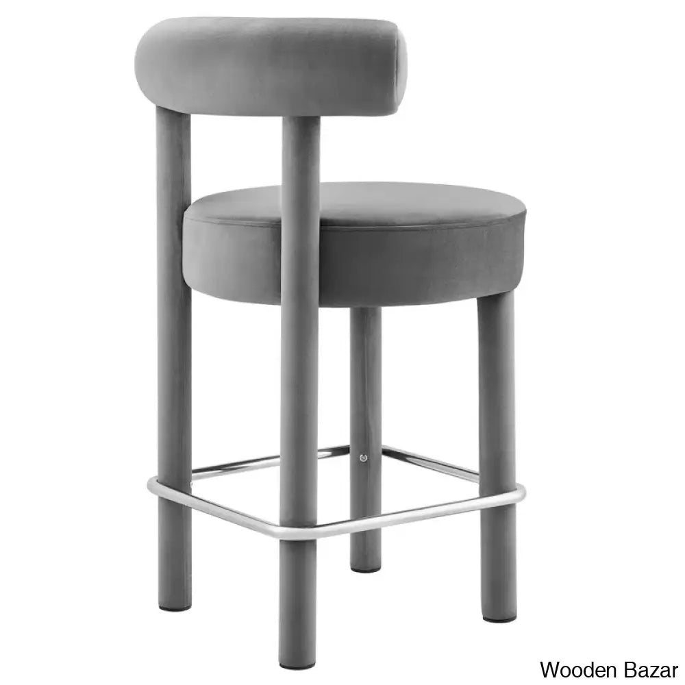 Modwayp Modern Sitting Stool With Metal Base - Wooden Bazar