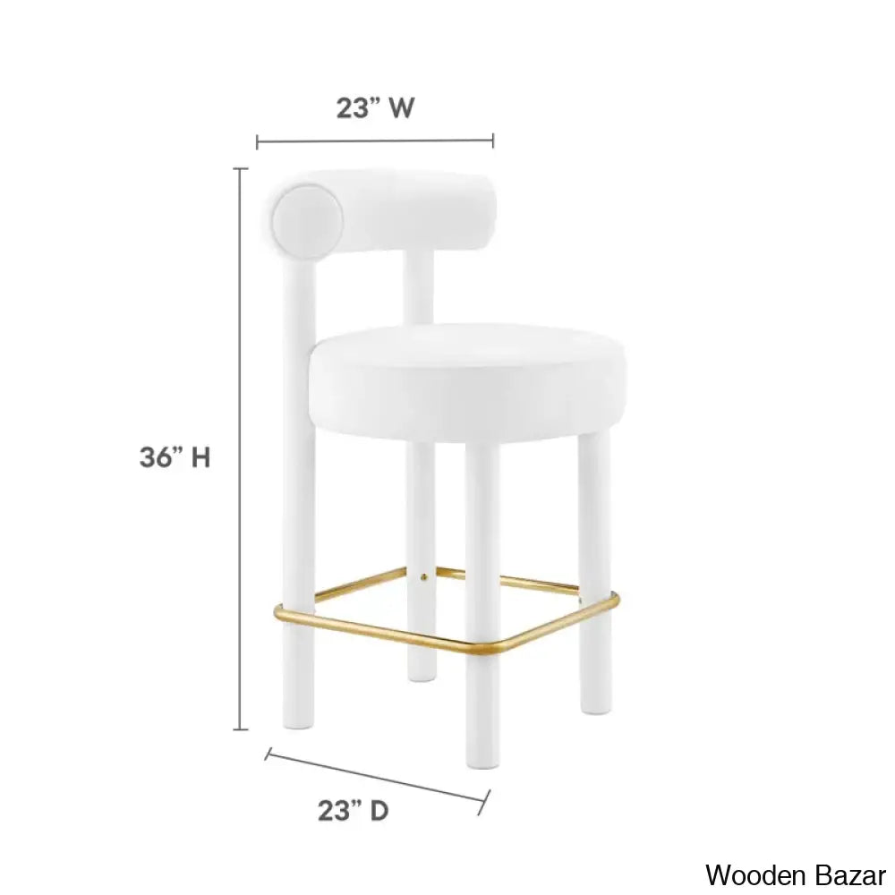 Modwayp Modern Sitting Stool With Metal Base - Wooden Bazar