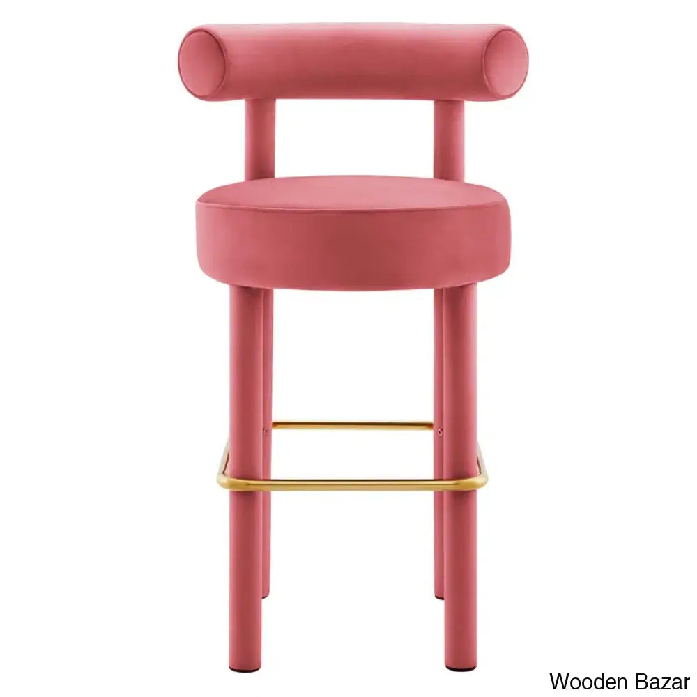 Modwayp Modern Sitting Stool With Metal Base - Wooden Bazar