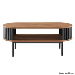 Moodway Fortitude Modern Coffee And Centertable Walnut Top/Black Base