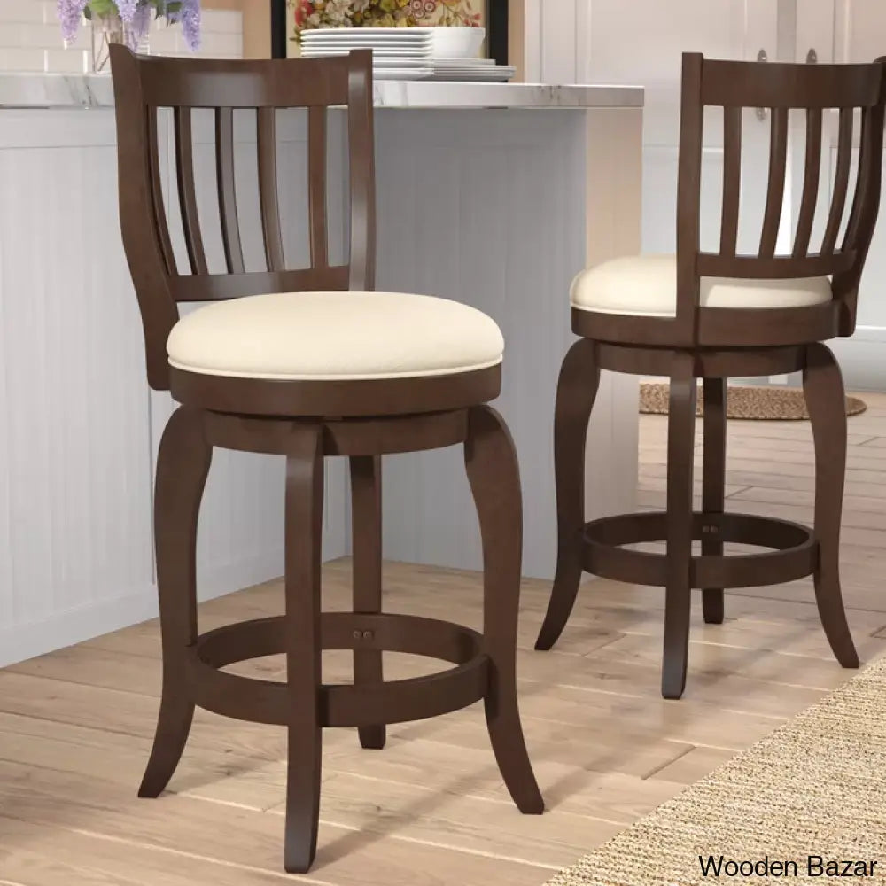 Morganc Swivel Upholstered Counter And Bar Stool With Solid Wood Frame