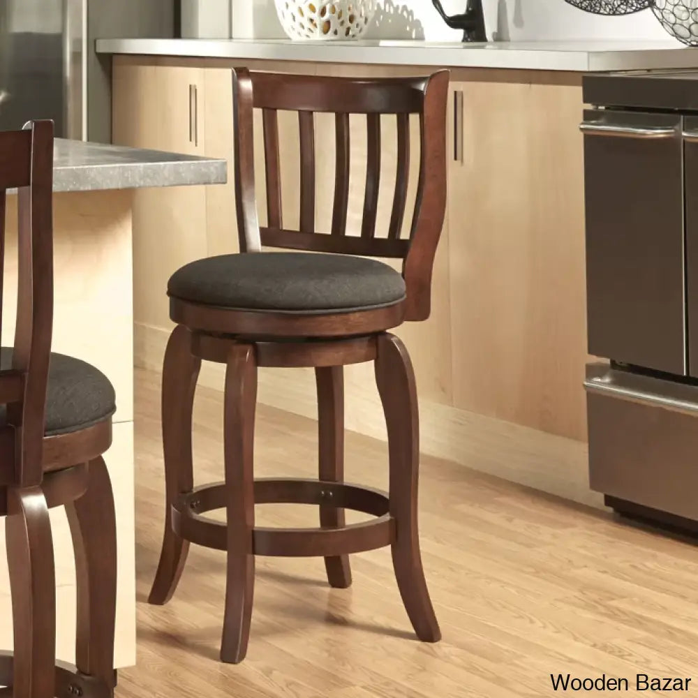 Morganc Swivel Upholstered Counter And Bar Stool With Solid Wood Frame