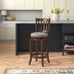 Morganc Swivel Upholstered Counter And Bar Stool With Solid Wood Frame Grey Linen / Bar (29” Seat