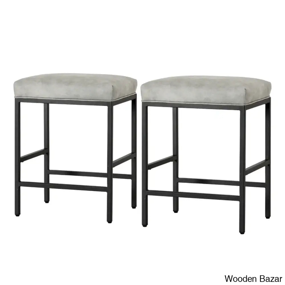 Munisen Swivel Upholstered 24’’ Counter And Bar Stool With Metal Frame (Set Of 2)