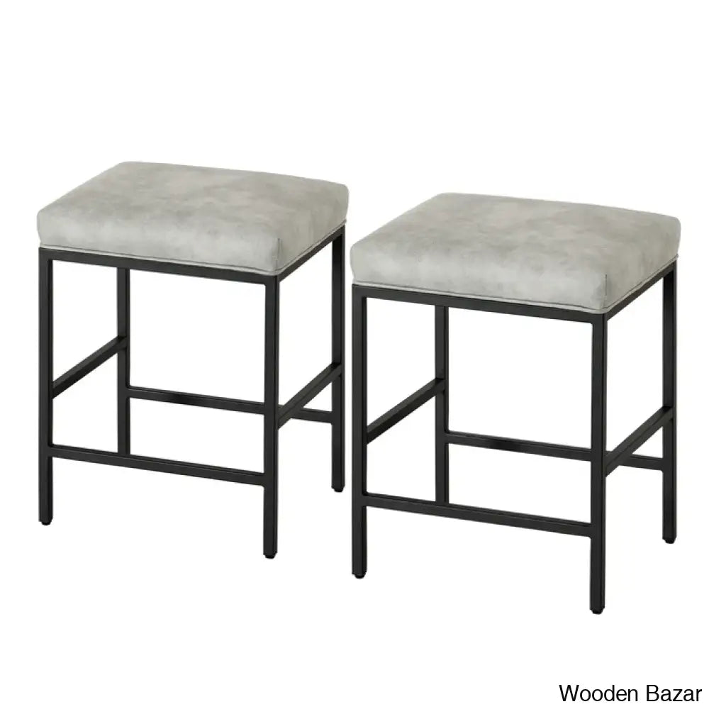 Munisen Swivel Upholstered 24’’ Counter And Bar Stool With Metal Frame (Set Of 2)