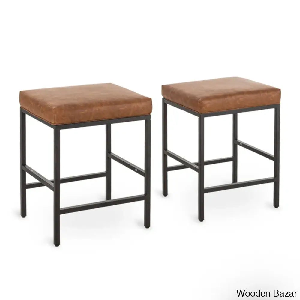 Munisen Swivel Upholstered 24’’ Counter And Bar Stool With Metal Frame (Set Of 2)