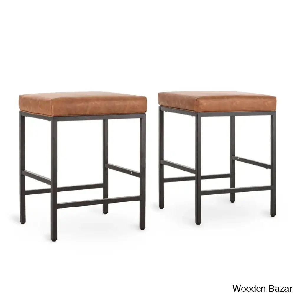 Munisen Swivel Upholstered 24’’ Counter And Bar Stool With Metal Frame (Set Of 2)