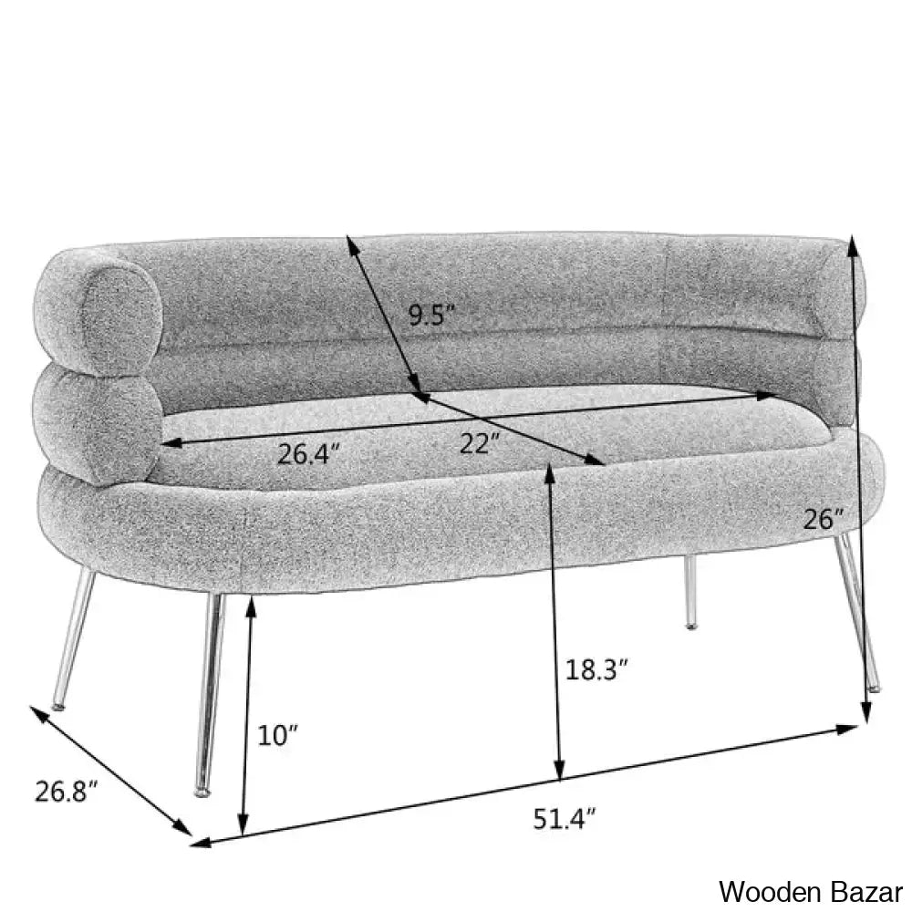 Arm Curved Loveseat Sofa-4