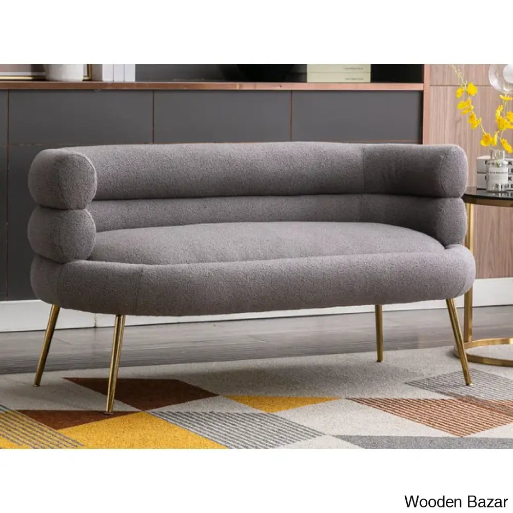 Arm Curved Loveseat Sofa-7