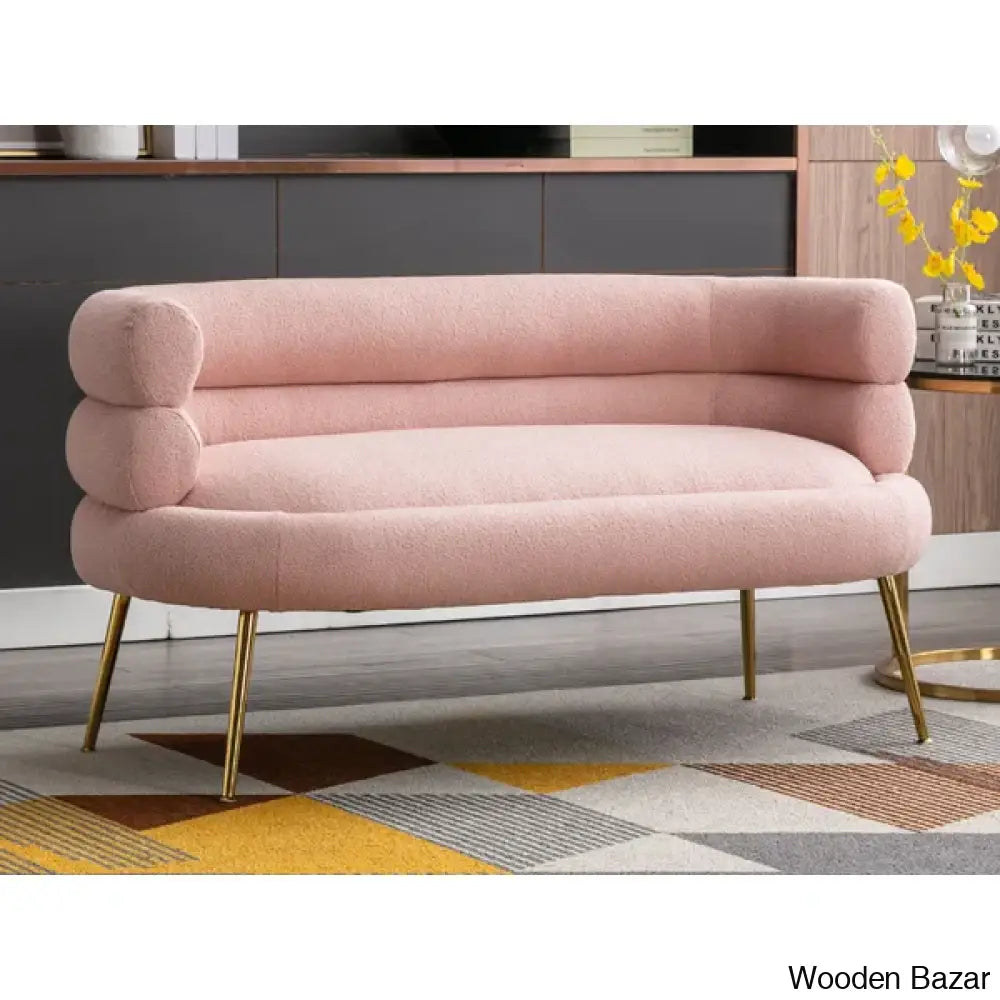 Arm Curved Loveseat Sofa-9