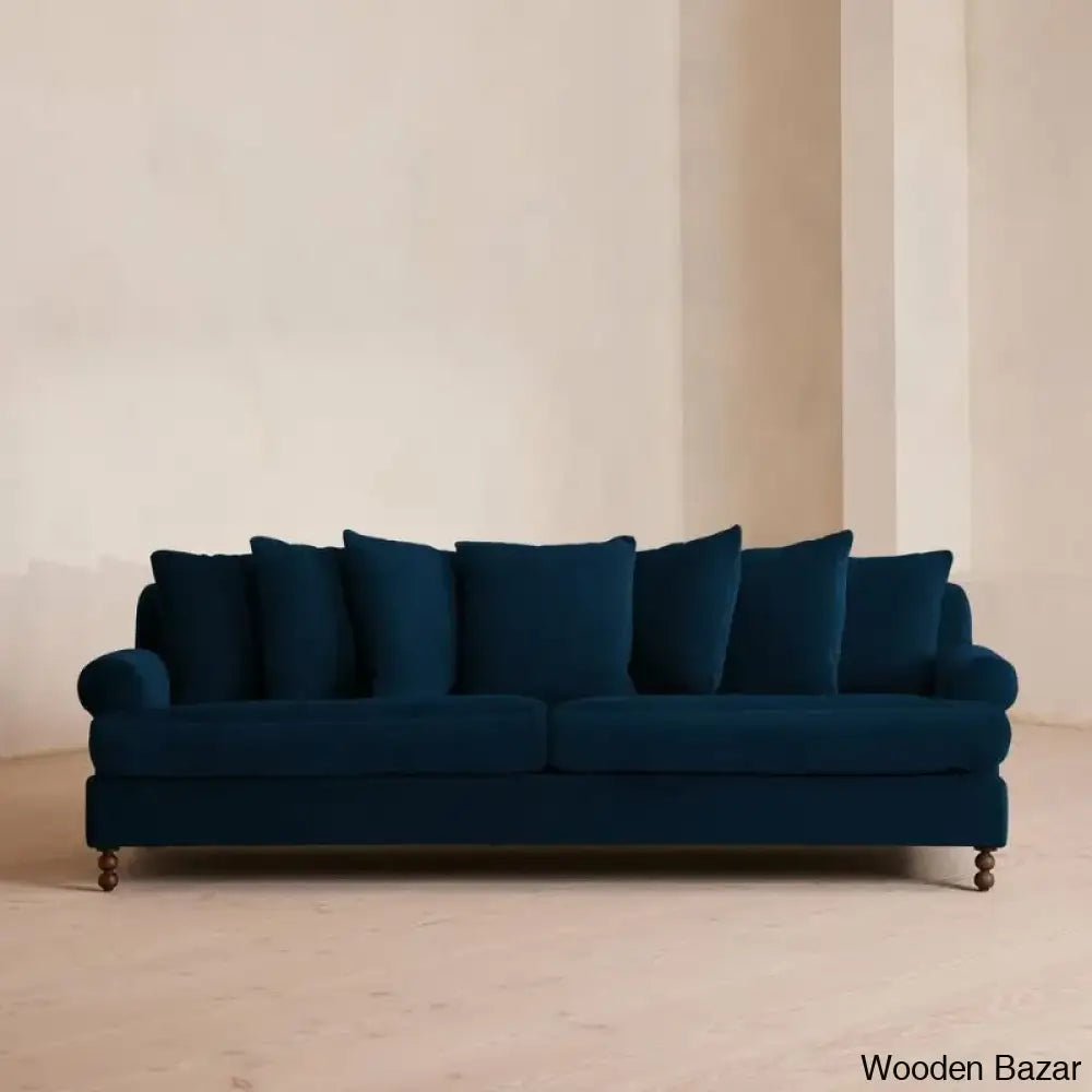 Nainey Stylish Four-Seater Sofa With Modern Elegance With Spacious Comfort Royal Blue