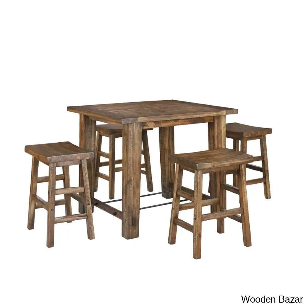 Nastyaz Swivel Industrial Rustic Solid Wood Metal Counter And Bar Stool