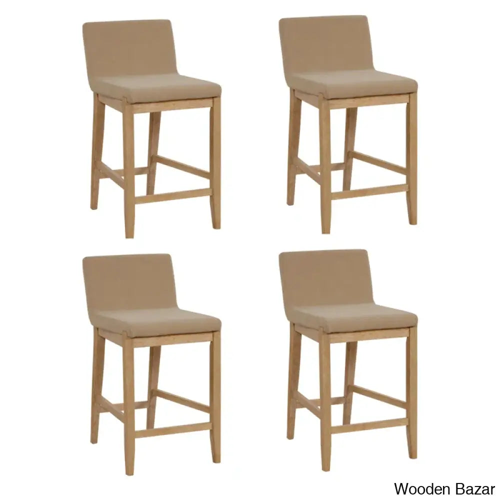 Natah Upholstered Counter And Bar Stool Set Light Brown Polyester/Light Frame / 2 (24.5’’ Seat