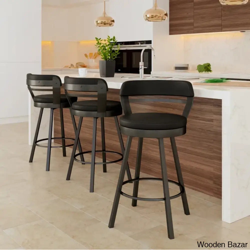 Neufeldo Swivel Upholstered Counter And Bar Stool With Metal Frame (Set Of 2)