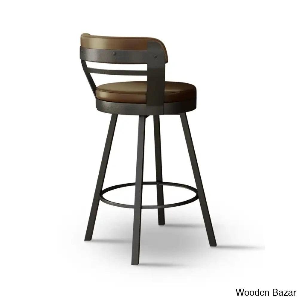 Neufeldo Swivel Upholstered Counter And Bar Stool With Metal Frame (Set Of 2)