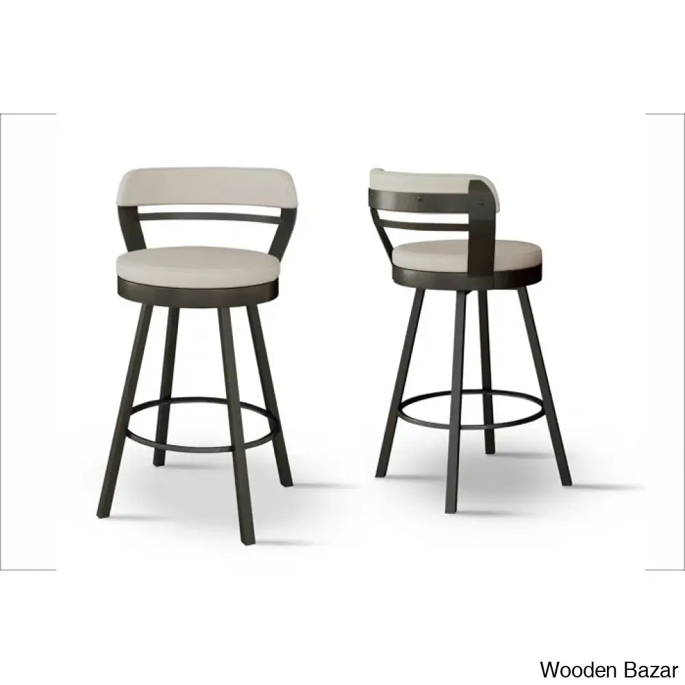 Neufeldo Swivel Upholstered Counter And Bar Stool With Metal Frame (Set Of 2) Off White / Bar