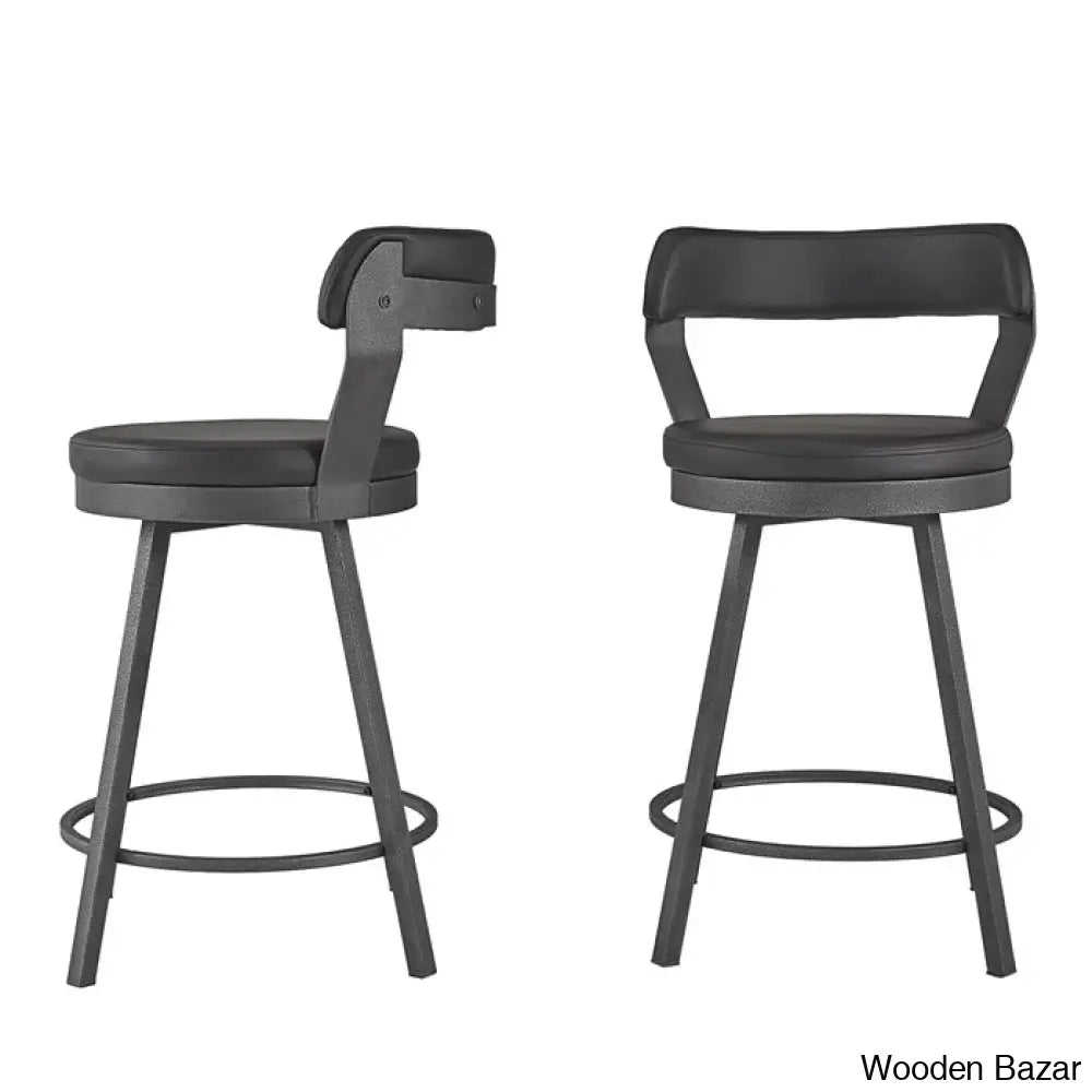 Nicksa Swivel Upholstered Counter And Bar Stool With Metal Frame (Set Of 2)