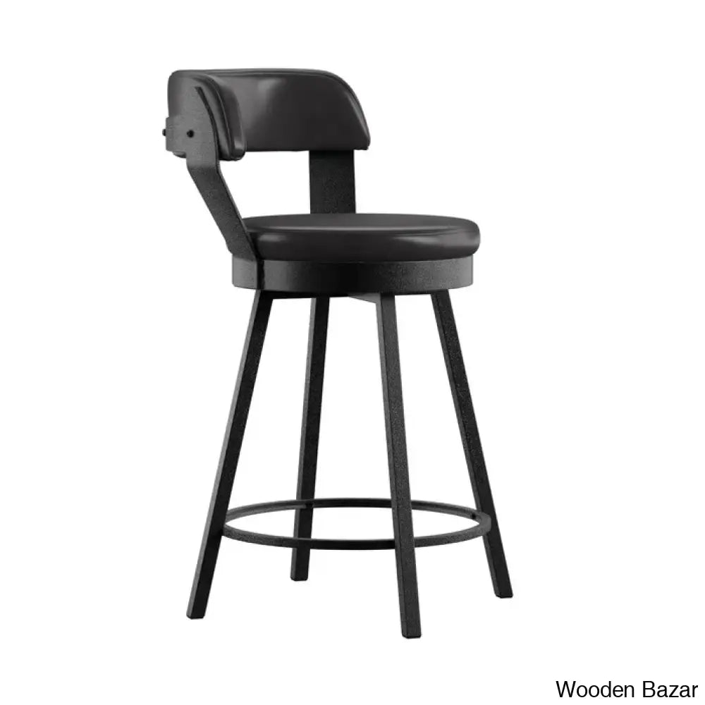 Nicksa Swivel Upholstered Counter And Bar Stool With Metal Frame (Set Of 2)