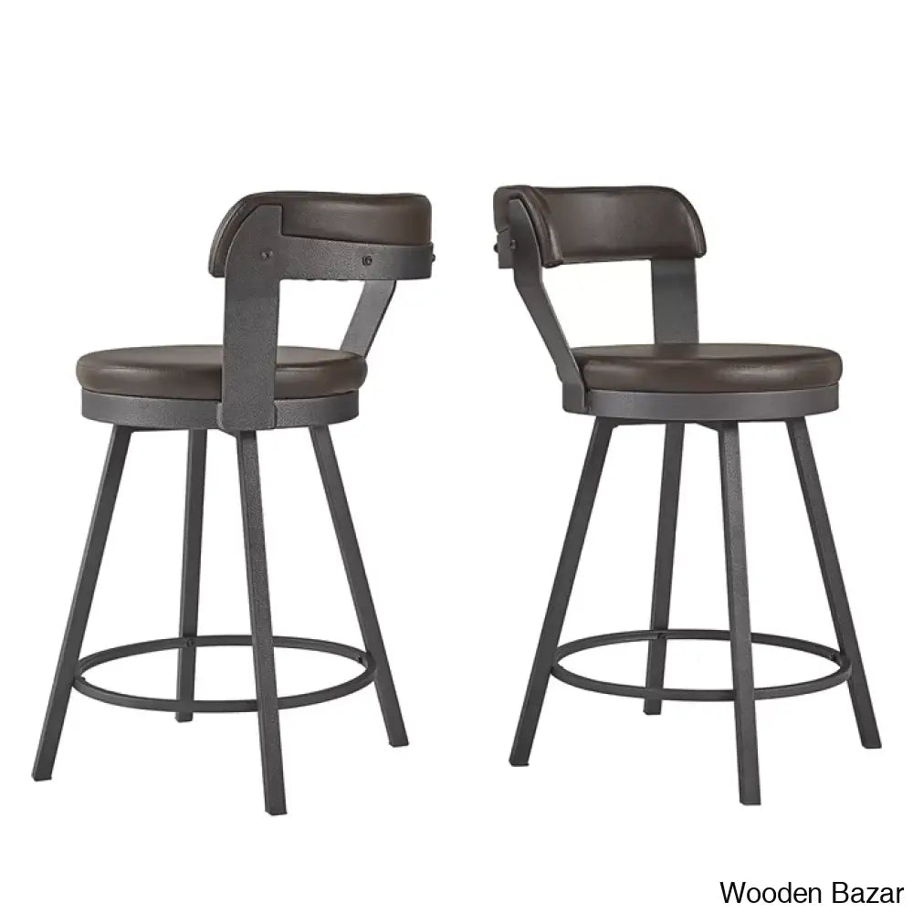 Nicksa Swivel Upholstered Counter And Bar Stool With Metal Frame (Set Of 2)